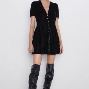 Zara black velour velvet dress